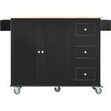 ZUN Rolling Mobile Kitchen Island with Solid Wood Top Locking Wheels,52.7 Inch Width,Storage Cabinet WF287035AAB