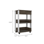 ZUN Dering 1-Drawer 2-Shelf Kitchen Cart with Caster White and Dark Walnut B06280136