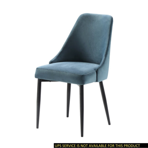 ZUN Modern Sleek Design Velvet Fabric Blue Side Chair Set of 2 Black Finish Metal Legs Dining Furniture B011134421