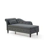 ZUN Aijia 60" Velvet Multifunctional Storage Chaise Lounge Buttons Tufted Nailhead Trimmed Solid Wood W111749337
