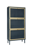 ZUN 3 Metal Door Shoe Rack, Freestanding Modern Shoe Storage Cabinet, Metal rattan, for Entryway W68849315