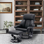 ZUN Recliner with Ottoman Footrest, Recliner Chair with Vibration Massage, Faux Leather and Swivel Wood W1733102610