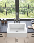 ZUN 24"L x 19" W Farmhouse/Apron Front White Ceramic Kitchen Sink W127294798