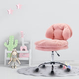 ZUN Teddy Velvet Makeup Pink Home Office Chair Bling Desk, Nail Desk for Women,Vanity Chair, Adjustable W1733110159