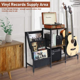 ZUN Multifunction Guitar Stand with 2-Tier for Acoustic, Electric Guitar, Bass and 3-Tier Vinyl Record 87358379