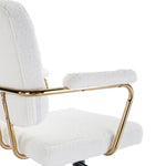 ZUN Teddy Velvet Makeup Office Desk Chair Bling Desk,Cute Vanity Chair with Side Arms and Wheels W1733110165