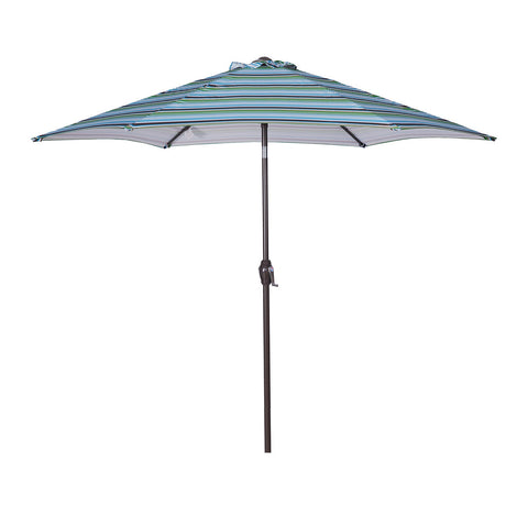 ZUN Outdoor Patio 8.6-Feet Market Table Umbrella with Push Button Tilt and Crank, Blue Stripes[Umbrella 98809301