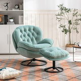 ZUN Accent chair TV Chair Living room Chair with Ottoman-TEAL W67641180