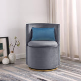 ZUN 360&deg; Swivel Accent Chair with Storage Function, and Velvet Pillow, Velvet Curved Chair with Gold W142072228