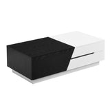 ZUN Modern Extendable Sliding Top Coffee Table with Storage in White&Black WF308184AAB