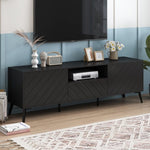 ZUN U-Can Modern TV Stand for 70 inch TV, Entertainment Center with Adjustable Shelves, 1 Drawer and WF306723AAB
