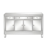 ZUN Mirrored Finish Glass TV STAND with 3-Drawers 4 doors cabinet for Living Room 24189126