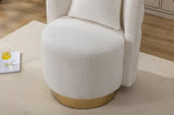 ZUN 25.2'' Wide Swivel Accent Barrel Chair, Modern Curved Tufted Back With Gold Metal Base, Upholstered W1852105780