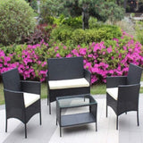 ZUN 4 PC Rattan Patio Furniture Set Outdoor Patio Cushioned Seat Wicker Sofa W20985037