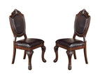 ZUN Royal Majestic Formal Set of 2 Side Chairs Brown Color Rubberwood Dining Room Furniture Intricate B01180913