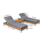 ZUN Sicily 3 Piece Outdoor Wicker Chaise Lounge Set Adjustable Backrest For Patio Poolside Backyard W2115128155