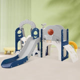 ZUN Toddler Slide and Swing Set 8 in 1, Kids Playground Climber Slide Playset with Basketball Hoop PP321361AAC