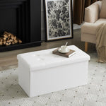 ZUN FCH 76*38*38cm Glossy Pull Point PVC MDF Foldable Storage Footstool White 43333798