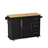 ZUN Kitchen Island Cart with 2 Door Cabinet and Three Drawers,43.31 Inch Width with Spice, Towel W75763044