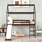 ZUN Twin Loft Bed with Slide, House Bed with Slide,Gray WF299309AAP