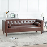 ZUN 78.74" Wooden Decorated Arm 3 Seater Sofa W68042992