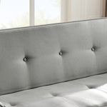 ZUN Linen upholstered modern convertible folding sofa bed with 4 solid wood feet and 1 metal center W2272141175