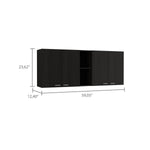 ZUN Menlo 59-inch Four Swing Doors Wall Cabinet Black Wengue B06280515