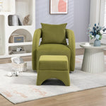 ZUN House hold Accent Chair with Ottoman, Mid Century Modern Barrel Chair Upholstered Club Tub Round W1588128119
