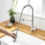 ZUN Kitchen Faucet with Pull Down Sprayer Brushed Nickel Stainless Steel Single Handle Kitchen Sink W1932130227