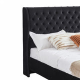 ZUN Queen Size Platform Bed Frame, Velvet Upholstered Sleigh Bed with Scroll Wingback Headboard & W1708107740