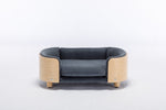 ZUN Scandinavian style Elevated Dog Bed Pet Sofa With Solid Wood legs and Bent Wood Back, Velvet W79490081