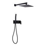 ZUN Trustmade 12 Inches Matte Black Shower System Bathroom Luxury Rain Mixer Shower Combo Set Wall TMSF12LYJ-2W01MB