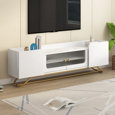 ZUN ON-TREND Sleek Design TV Stand with Fluted Glass, Contemporary Entertainment Center for TVs Up to WF304224AAK