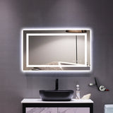 ZUN Square Touch LED Bathroom Mirror, Tricolor Dimming Lights40*24" 11733242