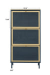 ZUN 3 Metal Door Shoe Rack, Freestanding Modern Shoe Storage Cabinet, Metal rattan, for Entryway W68849315