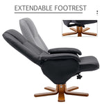 ZUN Recliner Chair with Ottoman, Swivel Recliner Chair with Wood Base for Livingroom, Bedroom, Faux W1733102605
