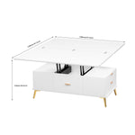 ZUN Modern Lift Top Coffee Table Multi Functional Table with Drawers in White WF307471AAK