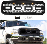 ZUN Grille For 2005 2006 2007 Ford f250 f350 Raptor Grill W/LED Lights & Letters Mattle Black W2165128497
