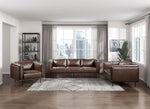ZUN Modern Design Brown Genuine Leather Loveseat 1pc Luxurious Office Seating Living Room Furniture B011P146403