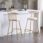 ZUN Bar Stool Set of 2, Luxury Velvet High Bar Stool with Metal Legs and Soft Back, Pub Stool Chairs W117071317