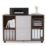 ZUN Mobile lateral filing cabinet with 2 drawers and 4 open storage cabinets, for home office, W87653924