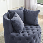 ZUN Velvet Upholstered Swivel Chair for Living Room, with Button Tufted Design and Movable Wheels, W487124834