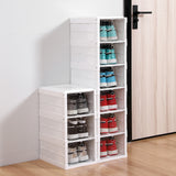 ZUN Plastic Stackable Shoe Storage Organizer for Closet,oldable Shoe Sneaker Containers Bins Holders 43415217