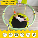 ZUN 4FT Trampoline for Kids - 48" Indoor Mini Toddler Trampoline with Enclosure, Basketball Hoop and MS309259AAL