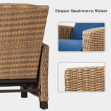 ZUN Indoor & Outdoor Recliner, All-Weather Wicker Reclining Patio Chair, Blue Cushion W1859113286