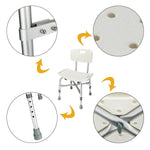ZUN Medical Bathroom Safety Shower Tub Heavy Duty Aluminium Alloy Bath Chair Bench with Back White 77592932