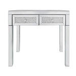 ZUN Mirrored Desk Makeup Table with Crystal Diamond,Mirror,MDF Dressing Table with 2 Drawer W104336327