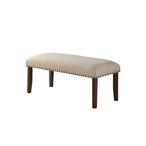 ZUN Upholstered Cream Cushion Dining Bench, Cherry Brown SR011548