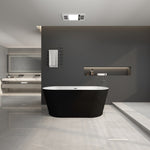 ZUN 59" Acrylic Freestanding-Acrylic Soaking Tubs, Black, Oval Shape Black Freestanding W1675104996
