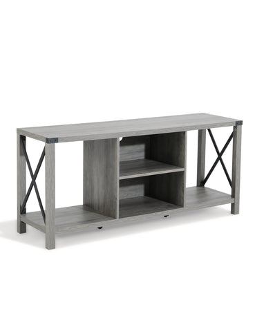 ZUN TV Stand for TV up to 65 inches, 55"" Industrial Wood and Metal TV Console Table with Open Storage 51953535